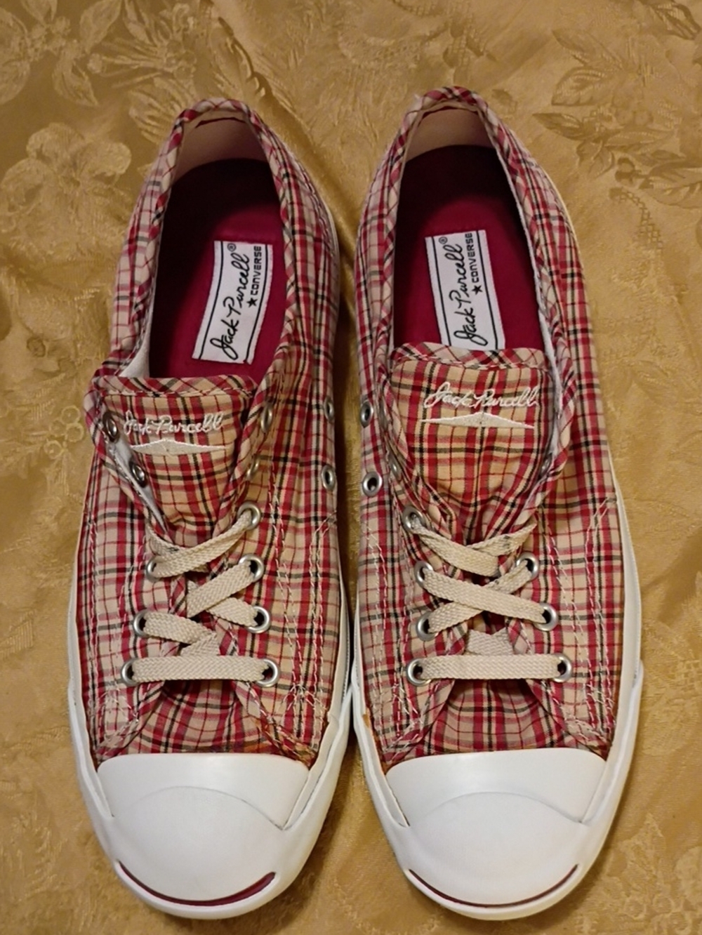 CONVERSE Jack Purcell Red, Blue Low-Top Canvas Sneaker Women's 9.0 Men's 7.5 - Picture 3 of 11